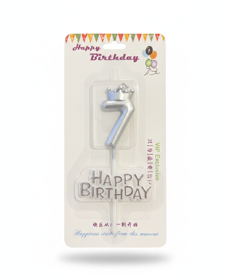 Happy Birthday Number 7 Crown Candle & Topper Set
