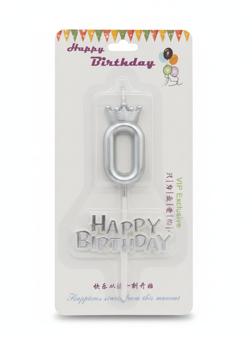 Happy Birthday Crown Number 0 Candle