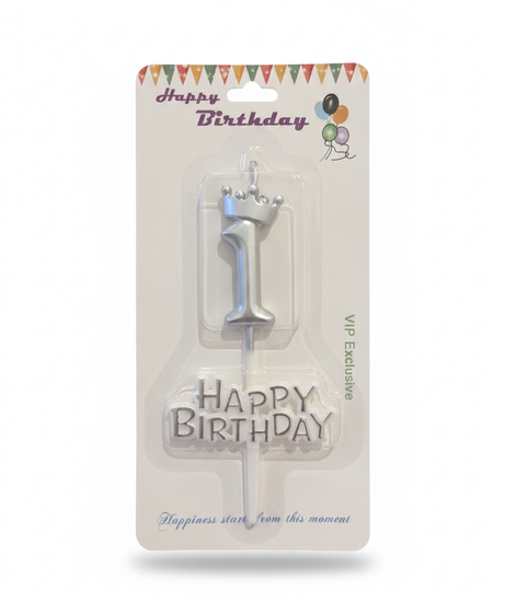 Happy Birthday Golden Crown Number 1 Candle & Topper Set