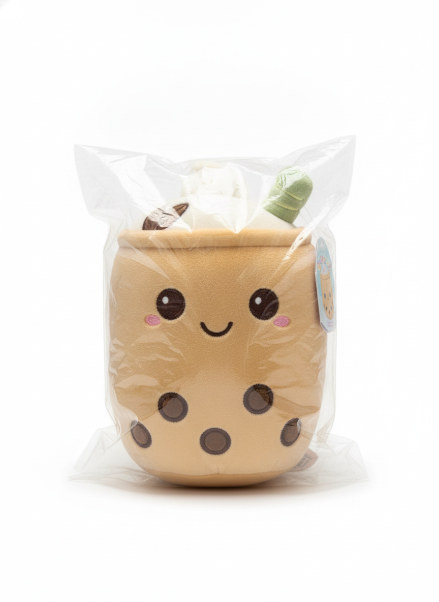 Cute Boba Tea Plush Toy with Embroidered Details