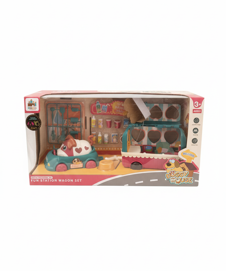 Doggy House Sound Activation Toy Fun Station Wagon Set Delicious Snacks