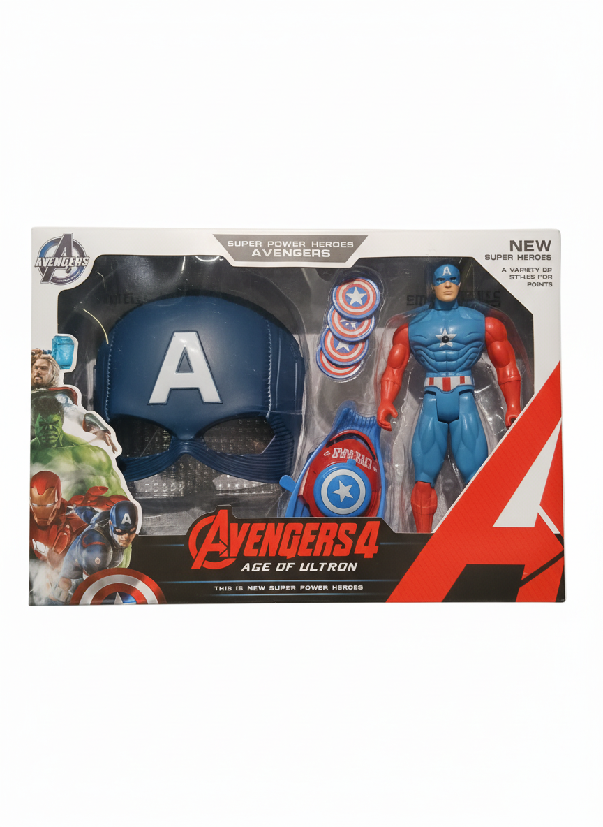 Avengers 4 Age of Ultron Super Power Heroes Captain America Action Figure Play Set