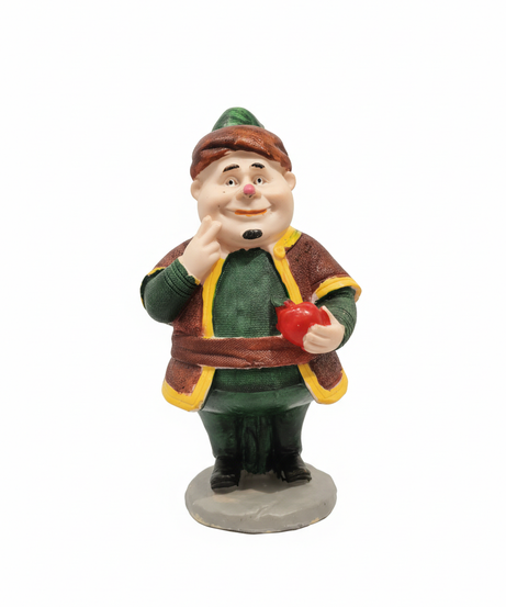 Traditional Jovial Man Figurine with Apple