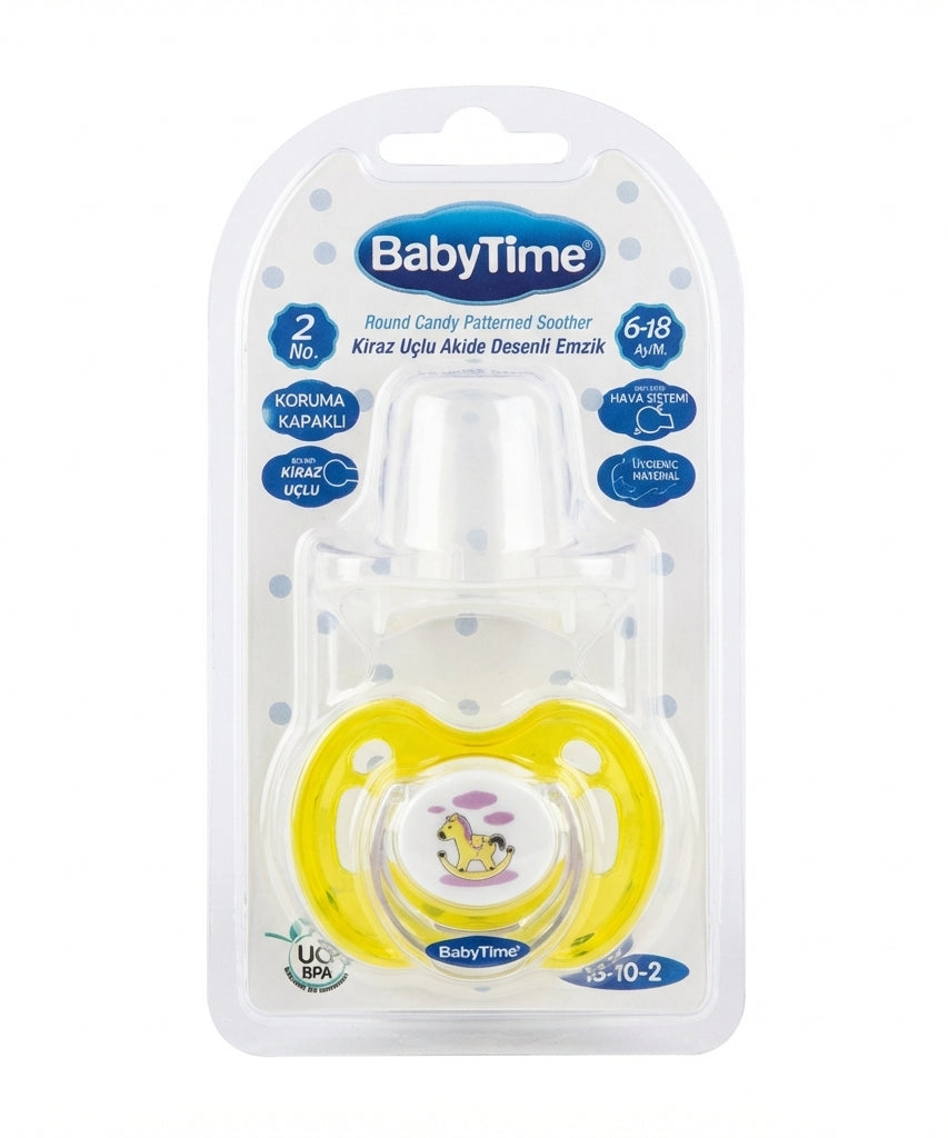 BabyTime Round Cherry-Tipped Candy Patterned Soother Stage 2 (6-18 Months)
