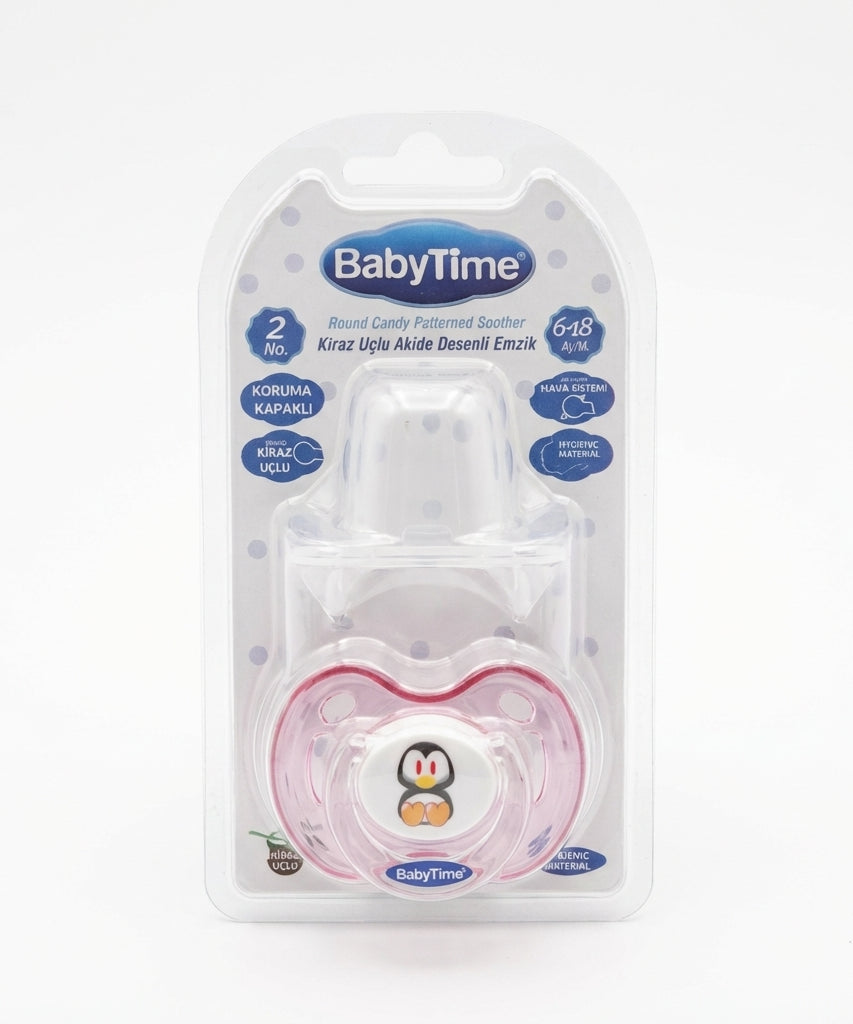 BabyTime Round Cherry-Tipped Candy Patterned Soother Stage 2 (6-18 Months)