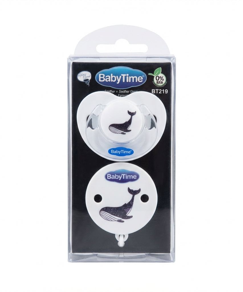 BabyTime Soother + Soother Chain (Whale Design)