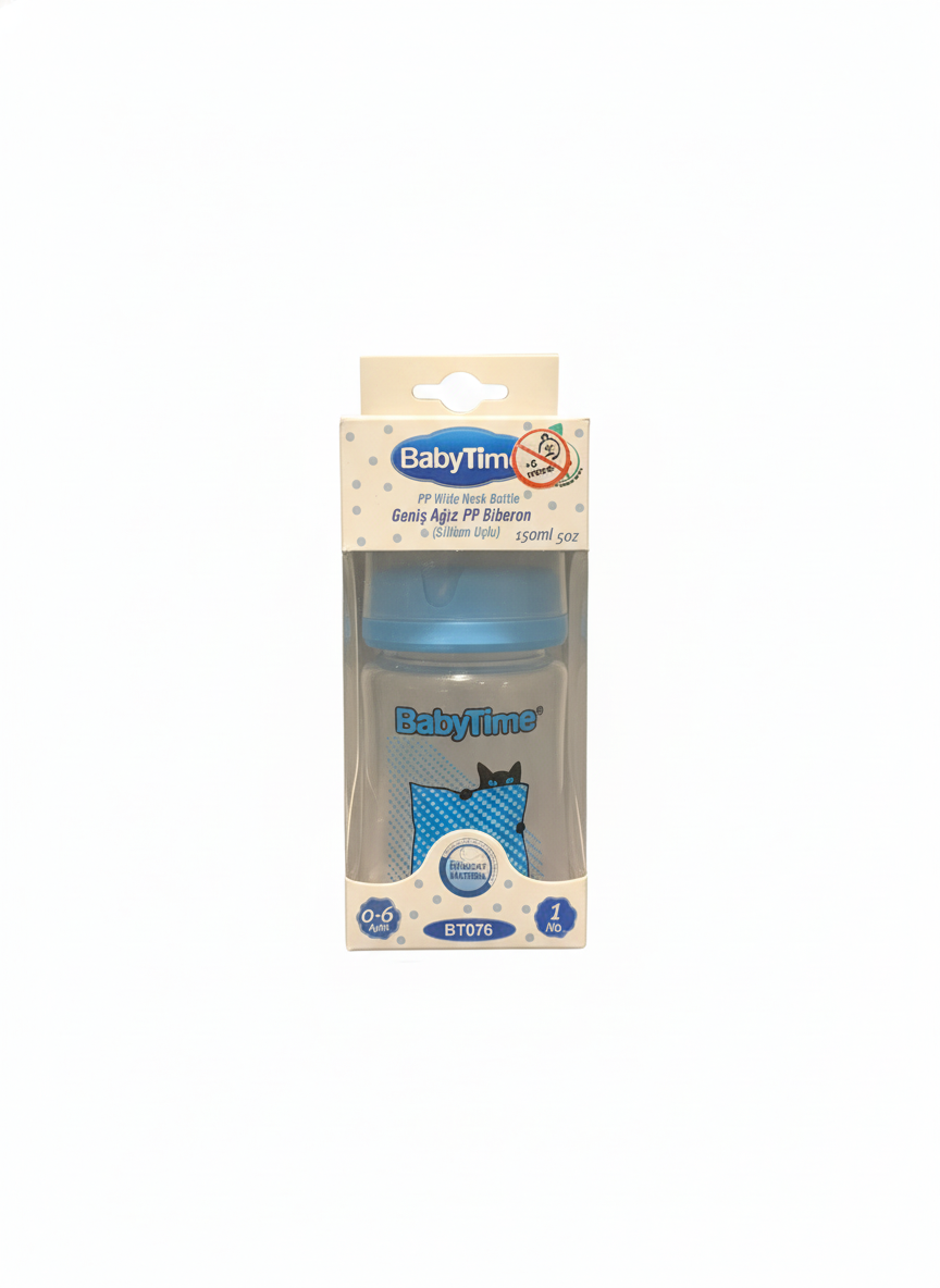 BabyTime PP Wide Neck Bottle (Silikon Uçlu), 150ml