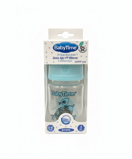BabyTime PP Wide Neck Bottle (Silikon Uçlu), 150ml