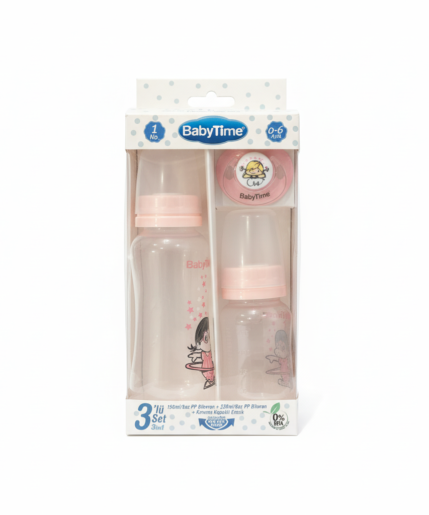 BabyTime 3-in-1 PP Baby Feeding Set with Pacifier (0-6 Months)
