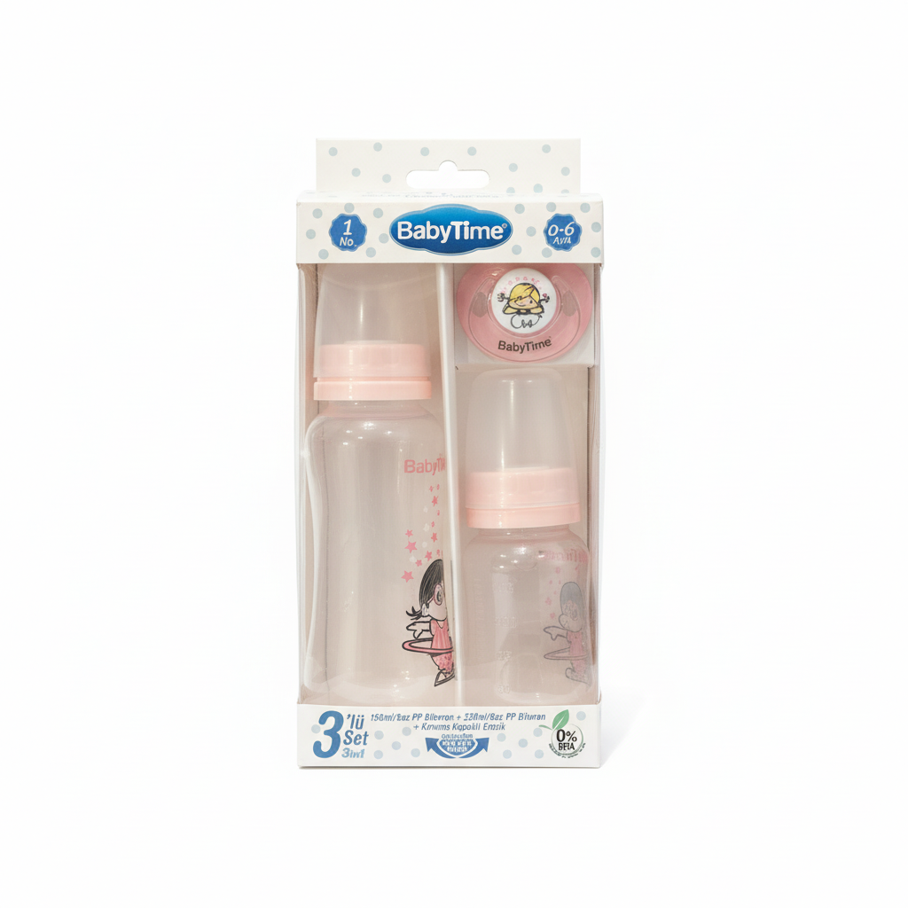 BabyTime 3-in-1 PP Baby Feeding Set with Pacifier (0-6 Months)