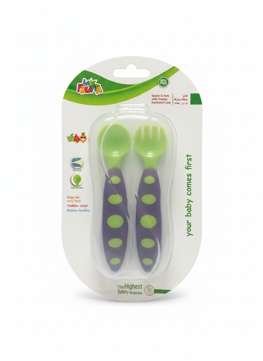 La Frutta Spoon & Fork with Rubber Hand and Case